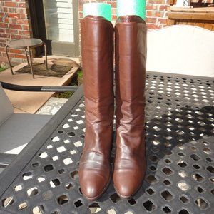 MASERATI Women's Vintage Brown Leather Mid Calf Riding Boots Size 7.5M